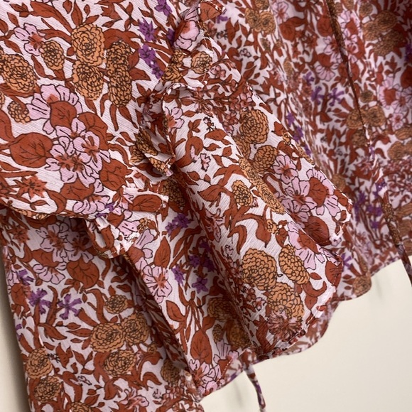 J Crew Ruffle crinkle chiffon top in fête floral Size small - Picture 11 of 17